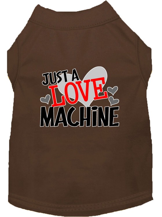 Love Machine Screen Print Dog Shirt Brown XS